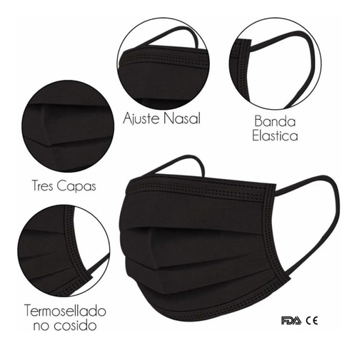 Cubrebocas Tricapa Termosellado Mascarilla Plisado 50 Piezas