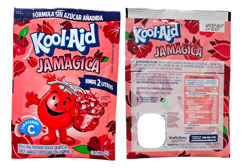 Caja Con 6 Sobres Kool Aid Jamaica Jamágica 15g Rinde 2l C/u