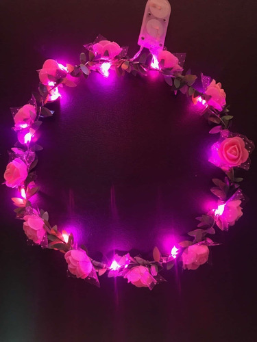 Vinchas Tiara Luminosa Flores Led Multicolor Hippie X 10