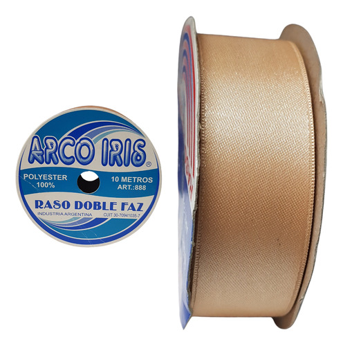 Cinta De Raso Doble Faz N°5 25mm X Rollo 10mts Beige Arco Iris