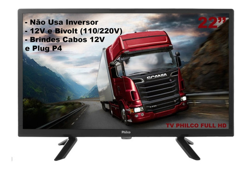 Tv 22 Philco Fhd Caminhão Carreta Trailer 12v Barco Lancha