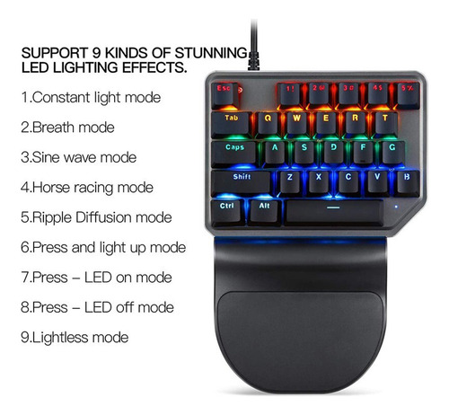 Teclado Mecânico De Uma Mão Motospeed K27 27 Teclas Com Fio