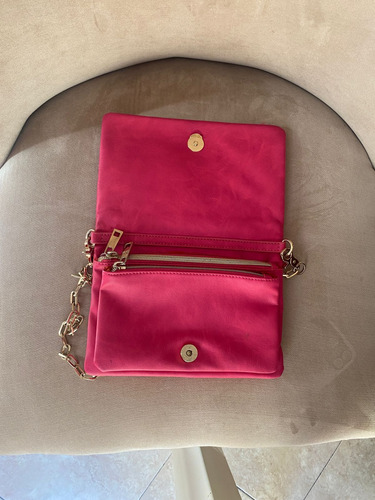 Cartera Sobre Bandolera Marca Xl Fucsia Y Dorada - Excelente Fucsia Lisa Oro Oro (Usado)