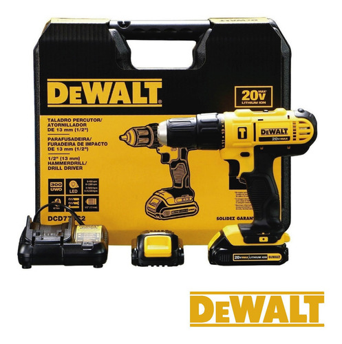 Imagen 6 de 6 de Taladro percutor atornillador inalámbrico de 13mm DeWalt DCD776C2 20V + accesorios 220V