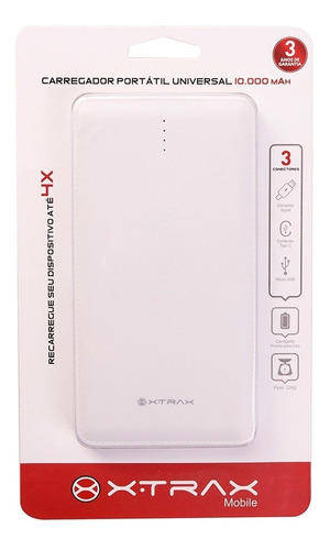 Carregador Portátil Universal Xtrax 10.000mah Branco