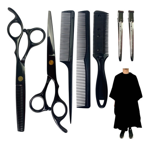 Tijeras Capa Peines Pinzas Pack Barbería Corte Cabello