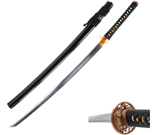 Espada Japonesa Samurai Katana, Tsuba De Bambú De Latón,