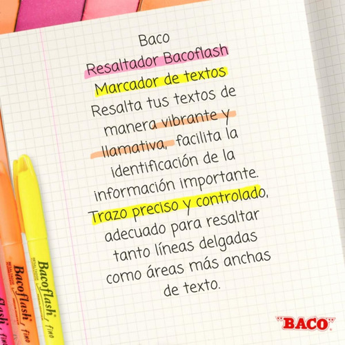 Baco | Marcatextos Resaltador Bacoflash En 3 Colores