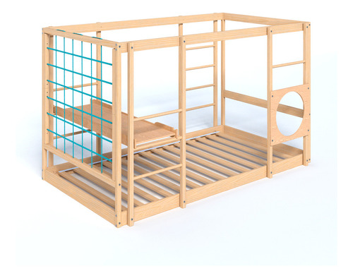 Cama Gimnasio Individual Infantil Montessori Miultifuncional Color Madera