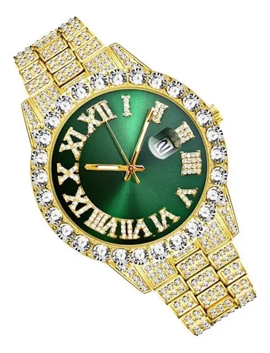 Reloj dorado con diamantes sale
