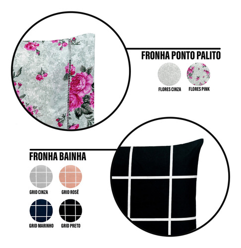 Lençol Solteiro 2pç Percal Flex Estampado Com Elástico Cor Grid Cinza