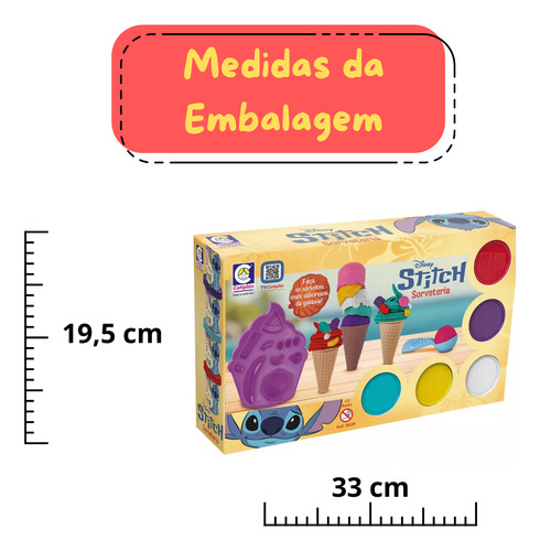 Brinquedo Massinha Sorveteria Do Stitch Com 5 Potes Cotiplás