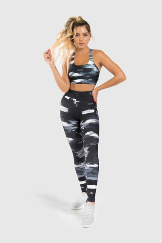 Calza Leggings Fitness Estampado Digital Tonos Grises 