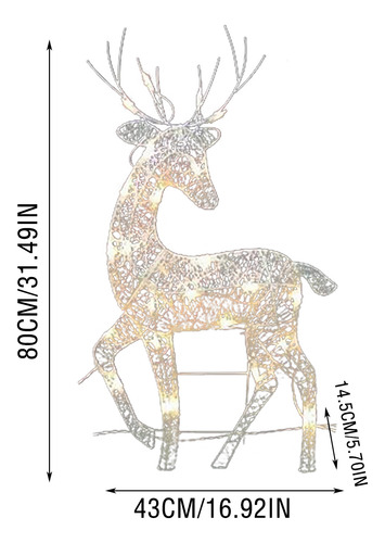 Kit 3 Enfeites De Natal De Renas Deer Glow Led Garden Kid