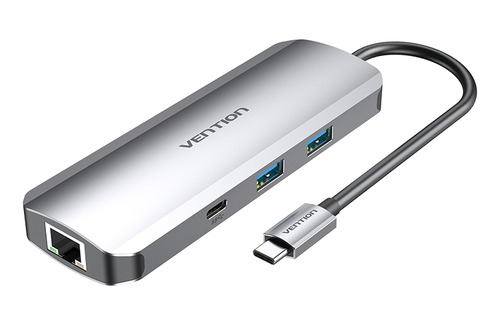 Hub 9 En 1 Usb C Vention Hdmi4k Usb-c Rj45 Aux Sd/tf 100w Pd