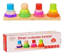 Comprar Juego Didáctico Torre 4 Columnas Encastre Madera Colores