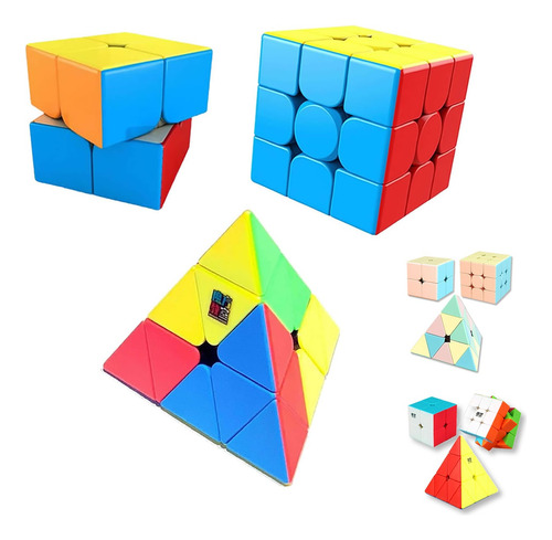 Cubo Rubik Pack Económico 2x2 + 3x3 + Pyraminx Meilong