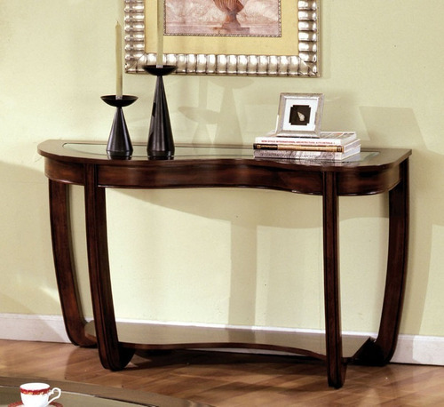 Imagen 3 de 4 de Mesa Recibidor De Madera Y Cristal Elegante Y Contemporánea