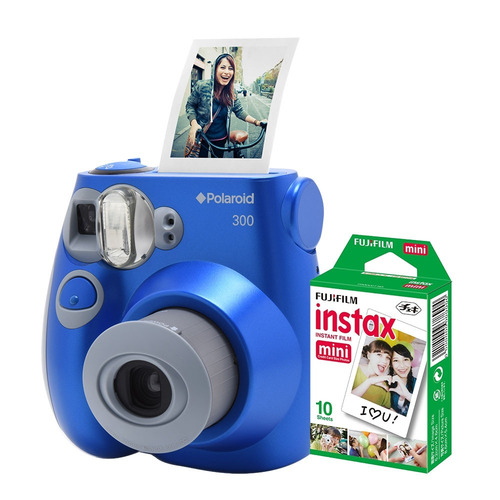 Câmera Polaroid Instantânea Pic 300 Azul C/filme 10 Poses