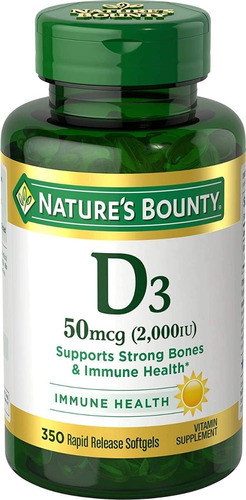 Vitamina D3 Nature's Bounty 2000 Iu 350 Softgels