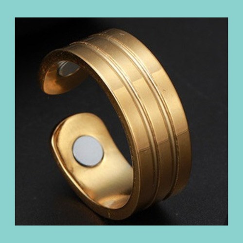 Imagen 4 de 4 de Anillo Terapia Magnetica Unisex Adelgazar Acero Acupuntura