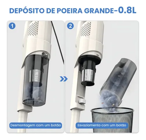 Aspirador De Pó Vertical Com Fio Portátil 2 Em 1 600w 18kpa Silencioso ...