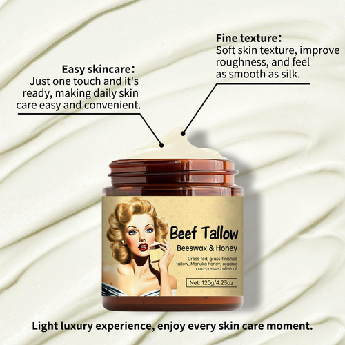 Beef Tallow Honey Crema Hidratante Facial, 120g Crema