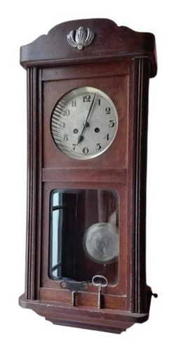 Antiguo Reloj De Péndulo Alemán Con Caja De Roble Original Gris (Usado)