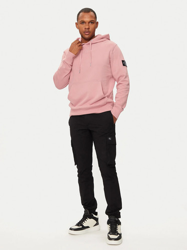 Polerón Con Gorro Badge Rosado Calvin Klein