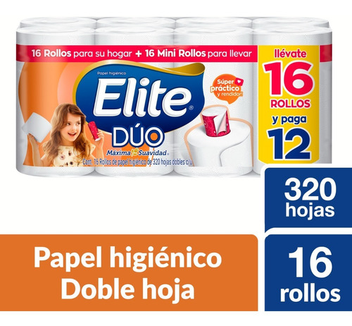 Papel Higiénico Elite Dúo 16 Rollos