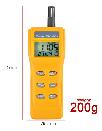 Digital 9999 Ppm De Dióxido De Carbono Temperatura Humedad Ndir Sensor Iaq Monitor De Co2 Wb Dp Tester