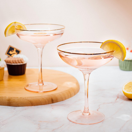 The Wine Savant Copa Cupé Grande De 9 Oz De Color Rosa Rubor