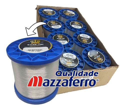 Linha Pesca Fio Nylon 250gr King Branca Caixa 8 Pçs 2kg