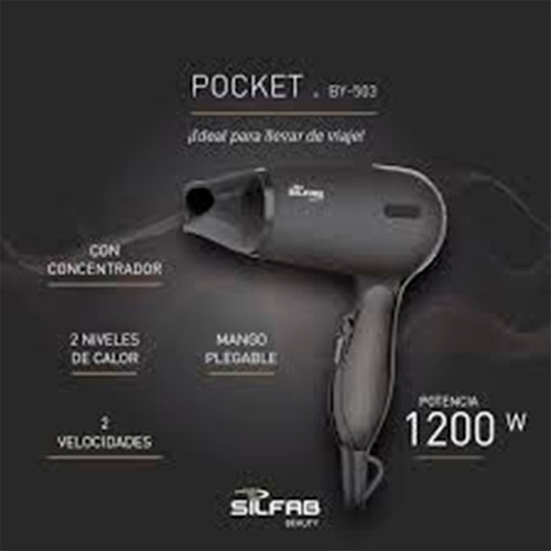 Imagen 7 de 9 de Secador De Pelo Cabello Plegable Para Viaje Compacto Potente Silencioso De Cartera O Bolso - Travel - Garantia Oficial -