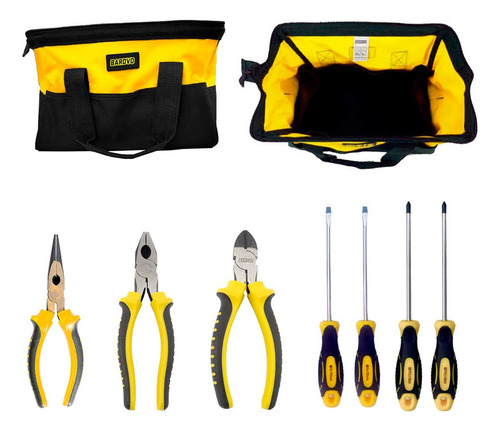 Bolso Organizador + Kit De Herramientas Barovo Ideal Color Amarillo