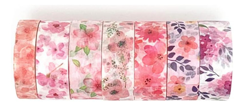 Conjunto De 7 Rollos De Cinta Adhesiva Floral Washi Pap...