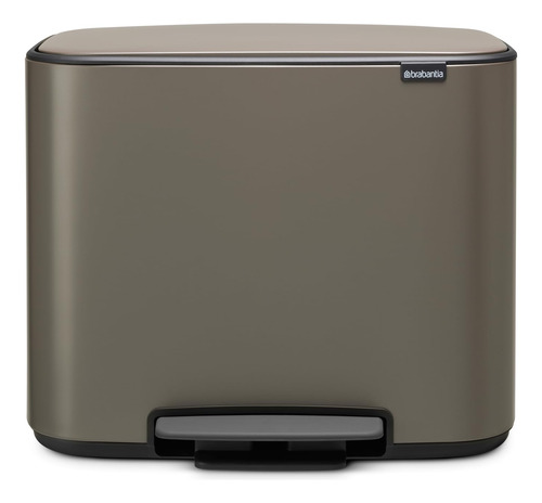 Cubo De Basura Con Pedal 36 Litros Platino Reciclaje Bolsas