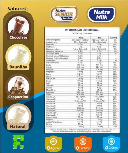 Nutra Senior 50+ Premium 400g - Zero Lactose E Zero Açúcar
