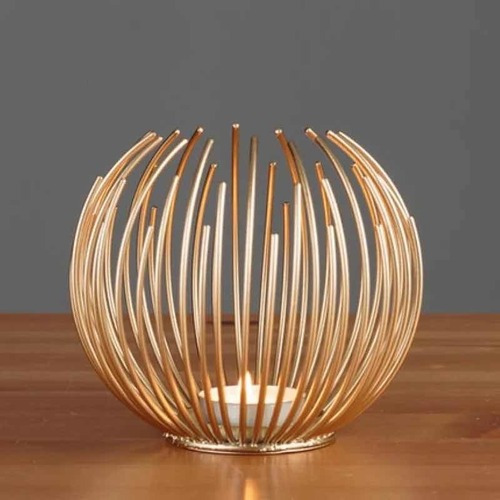 Candelabro Metal Dorado Centro De Mesa Estilo Nórdico Velas