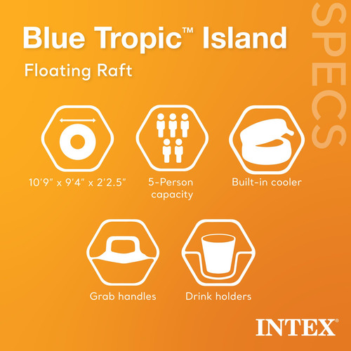 Sillón Flotante Isla Tropical Azul, 5 Asientos Y 4 Portavaso