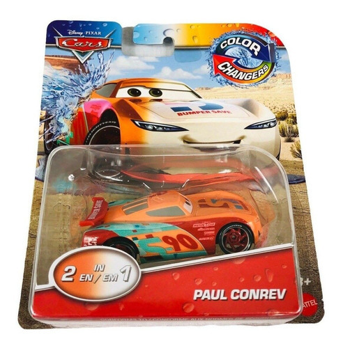 Auto Cars Color Changers Paul Conrev 2 En 1 Mattel Color Naranja Blanco