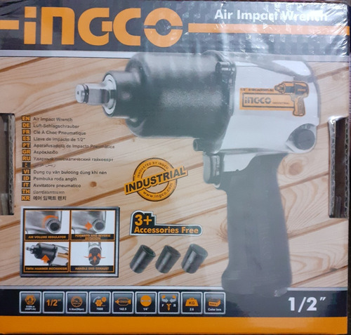 Imagen 2 de 2 de Pistola De Impacto Industrial Neumática 1/2 Ingco