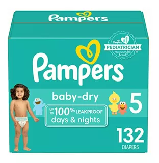 Diapers Size 5, 132 Count Pampers Baby Dry Disposable Baby