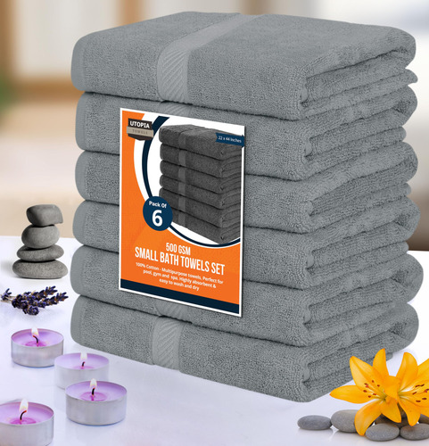 Utopia Towels Juego De 6 Toallas De Baño Pequeñas, 100% Algo