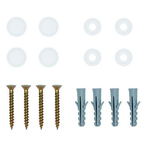 Imagen 2 de 2 de Kit Fijación 6mm Cortina Roller 4 Tornillos, Tarugos, Tapas