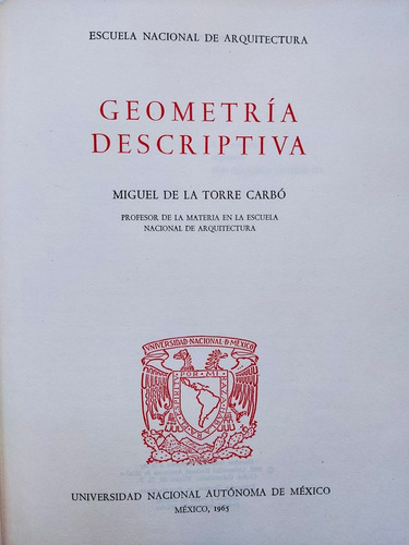 Libro Geometría Descriptiva Miguel De La Torre Carbó 3a1