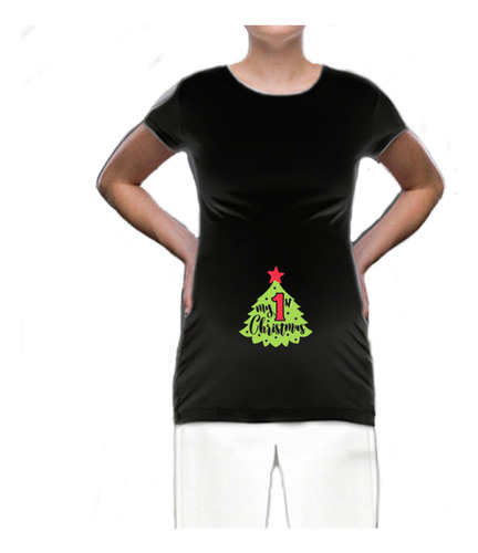 Playera De Maternidad Mi Primera Navidad Arbolito Navideño