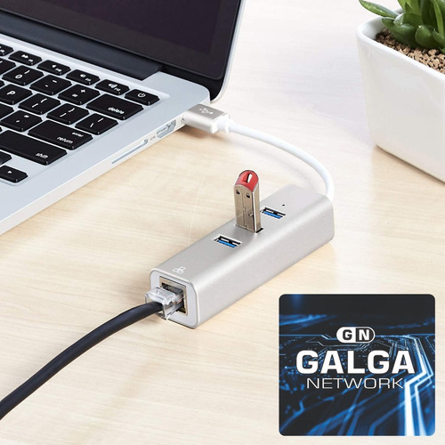 Imagen 6 de 9 de Adaptador Hub Usb 3.0 A Rj45 Ethernet Red Lan + Usb 3.0 X 3