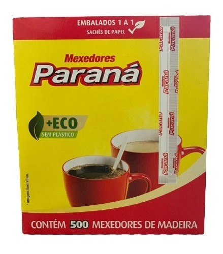 Mexedor Café Madeira Embalagem 500un Individual Descartavel