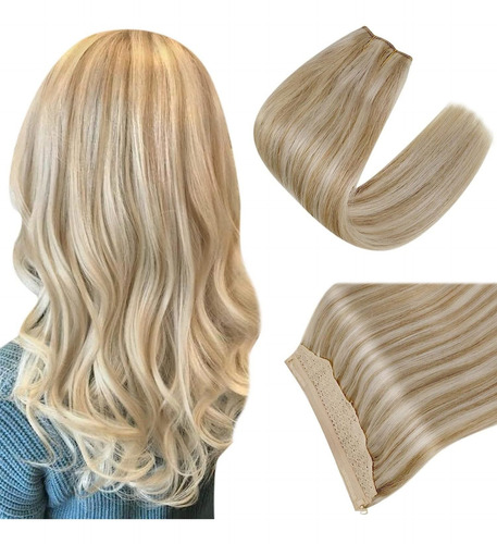 Extensiones Cabello Humano 1pz Rubio Con Mechas Cl 16in 80gr